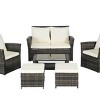Outdoor 6 Piece Furniture Set, All Weather PE Rattan Sofa Set with Chairs and Table, Armrest Sofas With Cushions and Ottoman-Coolbibila - 4 of 4