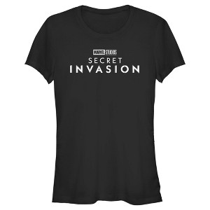 Juniors Womens Marvel: Secret Invasion Black and White Logo T-Shirt - 1 of 4