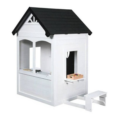 Zahara White and Black Wooden Playhouse with Kitchen