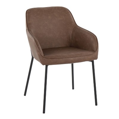 24" Daniella Espresso Faux Leather & Metal Dining Chair Set