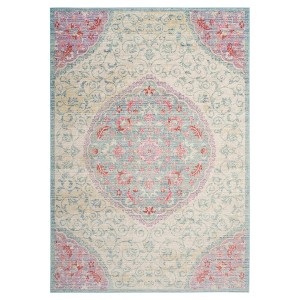 Light Gray/Blue Floral Loomed Accent Rug 4