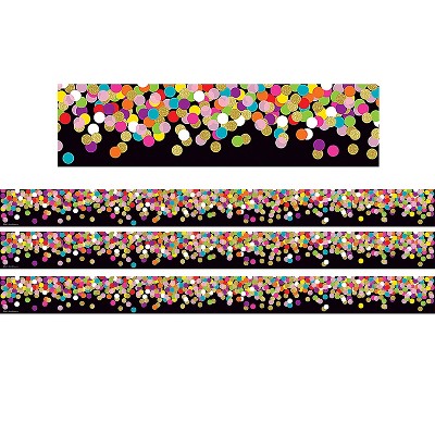 Teacher Created Resources Straight Border 2.75" x 210' Colorful Confetti on Black (TCR8898-3)