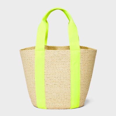 Straw Natural Tote Handbag - A New Day™ Yellow