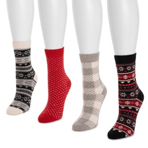 MUK LUKS Women's 4 Pack Holiday Boot Socks - 1 of 3
