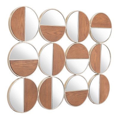 Zuo Cycle Round Mirror Gold  and  Walnut