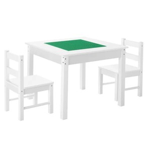 Kids Activity Table Set,Building Blocks Double-Sided Tabletop for Kids 3+ Years - 1 of 4