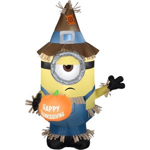 Gemmy Airblown Inflatable Stuart w/ Thanksgiving Banner/Pumpkin Universal , 3.5 ft Tall, Multicolored - 1 of 4