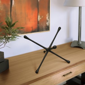 Modern Aluminum Accent Sculpture - Contemporary Metal Decorative Object for Home & Office - Wood Art Piece for Living Room, Bedroom & Desk - 18" Black - 1 of 4