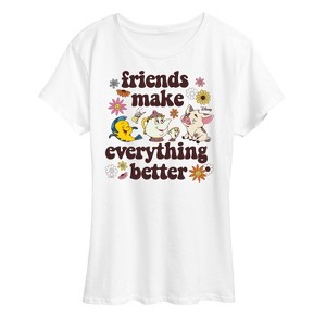 Women's - Disney Princess - Flounder Mrs. Pot  Pua Friends Make Everything Better Short Sleeve Graphic T-Shirt - 1 of 4