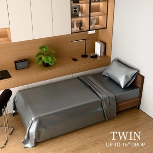 Satin Bed Sheets, Twin Size Sheets Set, 3 Pcs Silky Bedding Set with 15 Inches Deep Pocket for Mattress - 1 of 4