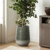 LuxenHome Emerald Ribbed Top with Ivory Bottom 20" Tall Resin Round Planter Green - 3 of 4