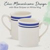 Portmeirion Potter's 9oz Stripe Breakfast Mug, Set of 4, Elegant Earthenware Tea Mugs with Handle for Coffee Lovers, Classic Stripe Design - Blue - 3 of 4