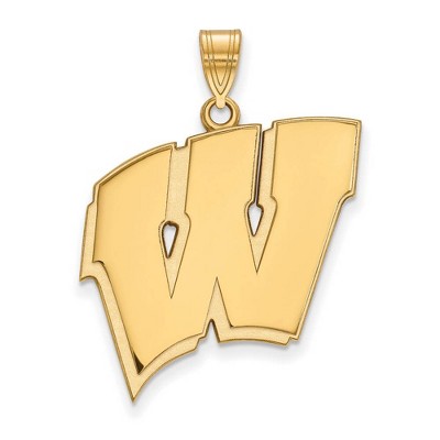 Black Bow Jewelry 10k Yellow Gold Wisconsin Badgers NCAA Extra Large Pendant