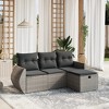 vidaXL Garden Sofa Set Grey PE Rattan 4 piece set Modular - 2 of 4