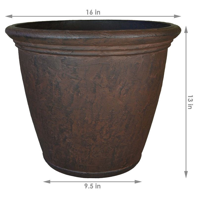Sunnydaze Indoor/Outdoor Patio, Garden, or Porch Weather-Resistant Double-Walled Anjelica Flower Pot Planter - 16" - Rust Finish, 3 of 8