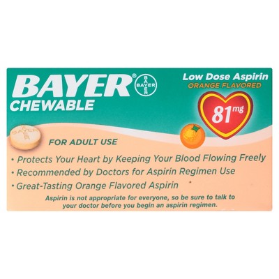 Bayer Low Dose Aspirin 81mg Pain Reliever Chewable Tablets - Aspirin (NSAID) - Orange Flavor - 108ct