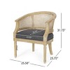 French Country Accent Chair with Rattan Back,Upholstered Seat and Solid Wood Frame for Living Room-Baofuwish - 4 of 4