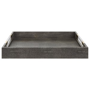 Uttermost Coffee Table Tray – Gray Shagreen with Gold Accents - 1 of 4
