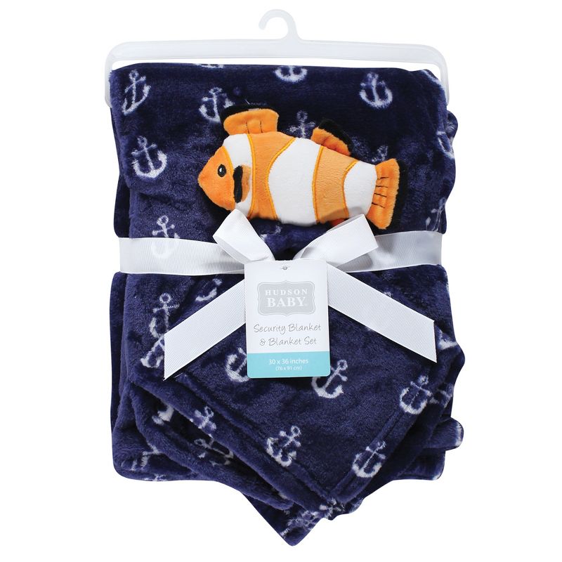 Hudson Baby Infant Boy Plush Blanket with Security Blanket, Clownfish, One Size, 3 of 6