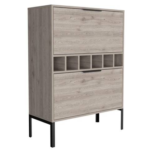 Depot E-Shop Staten Bar Cabinet 43.3" H, 6 Built-in Wine Rack, 2 Door Flexible Cabinets - image 1 of 4