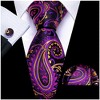 Men's Black And Purple Paisley 100% Silk Neck Tie With Matching Hanky And Cufflinks Set - image 2 of 3