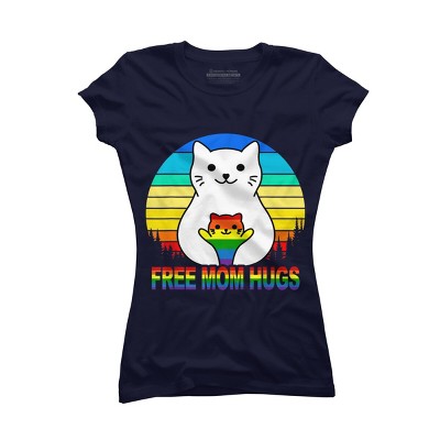 Adult Design By Humans Free Mom Cat Hugs Pride Sunrise By Avocato T-Shirt