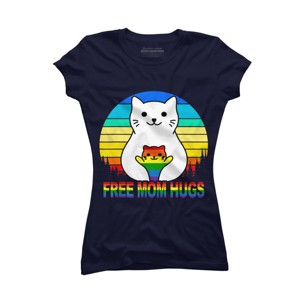 Adult Design By Humans Free Mom Cat Hugs Pride Sunrise By Avocato T-Shirt - 1 of 2