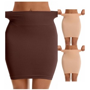 INSPIRE CHIC Women's 3 Packs High Waist Under Skirt Seamless Half Slips Shaping Under Mini Dress - 1 of 4