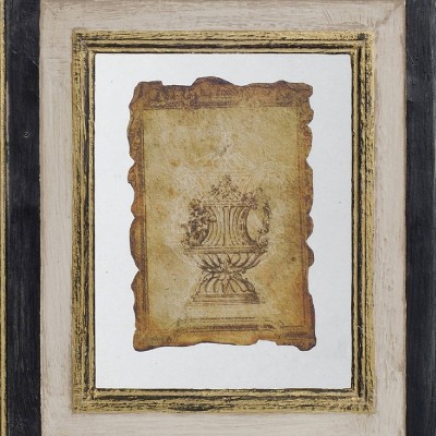 Lucian Antiqued Gold and Black Framed Abstract Canvas Art