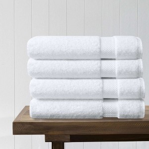 Delara 100% Organic Cotton 650 GSM Long Staple, Soft, Quick Dry & Ultra-Absorbent Bath Sheet (Pack of 4), White - 1 of 4