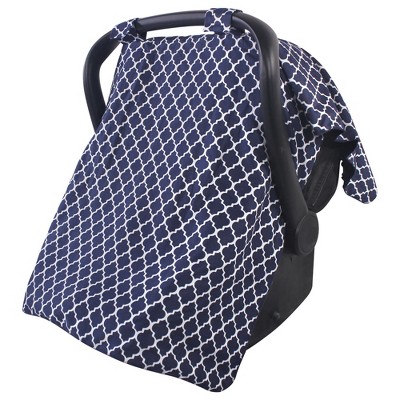Hudson Baby Infant Girl Reversible Car Seat and Stroller Canopy, Navy Trellis, One Size