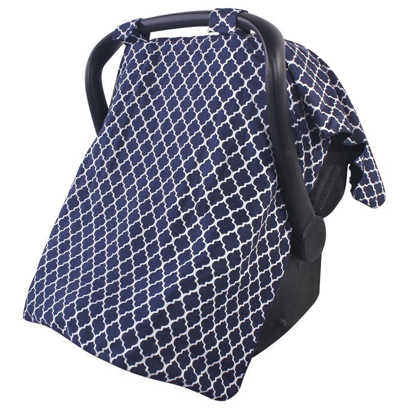 Hudson Baby Infant Girl Reversible Car Seat and Stroller Canopy, Navy Trellis, One Size, 1 of 5