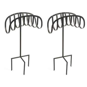 Liberty Garden LBG-647 Decorative Steel Metal Manager Garden Hose Storage Stands with 3 Prong Anchor Support and Powder-coated Finish (2 Pack)