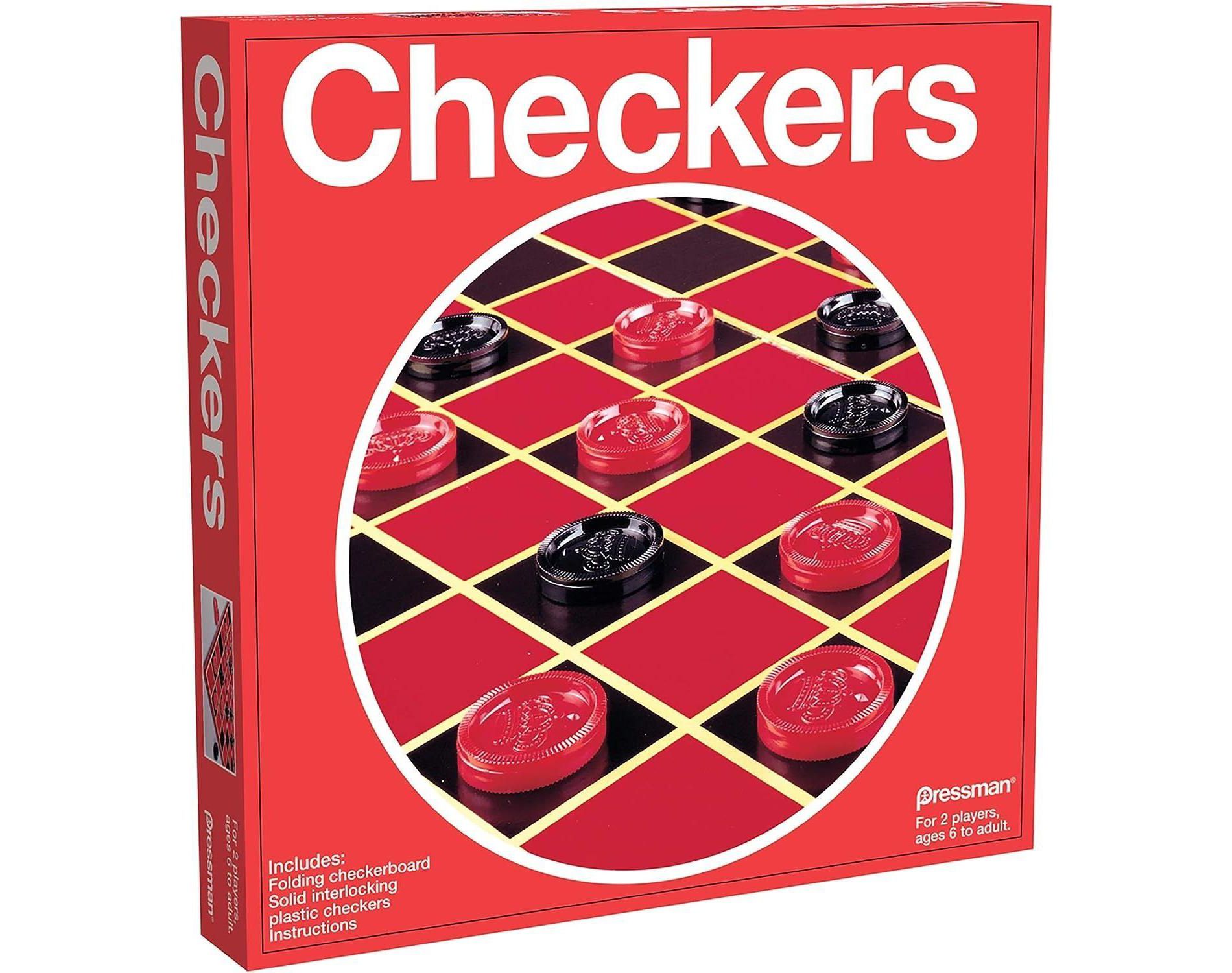 Pressman Checkers Classic Game With Folding Board and Interlocking Checkers