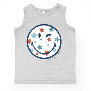 The Juniper Shop SmileyWorld Patriotic Star Wink Toddler Tank - 4T - Heather Grey - 1 of 4