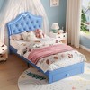 Twin Size Bed Frame with LED Lights, Upholstered Platform Bed with Storage Drawer, Crystal Tufted Headboard for Kids, Teens, Noise-Free Slats - 4 of 4