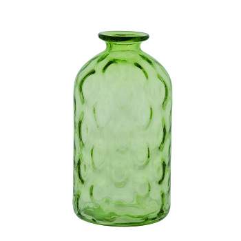 Transpac Glass 12.75 in. Green Spring Bubble Vase