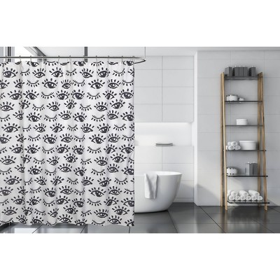 Winking Eye Shower Curtain Black/White - Moda at Home