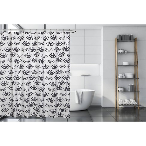 Winking Eye Shower Curtain Black White, Shower Curtain For Black And White Tile Bathroom