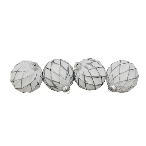 Northlight 4ct White And Gray Diamond Matte Christmas Ball Ornaments 4 ...