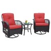 3-Piece Wicker Rocker Swivel Patio Accent Chair Set Of 2,Glass Top Side Table,Modern Arm Chair With Cushion,Patio Chairs Outdoor -Maison Boucle - 2 of 4