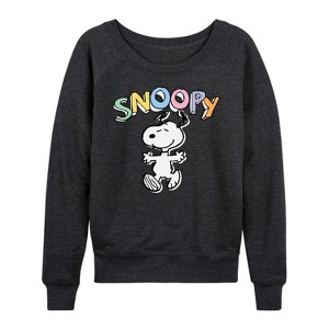 Women's - Peanuts - Snoopy Sketchy Lightweight French Terry Wide Neck Long Sleeve Shirt - 1 of 4