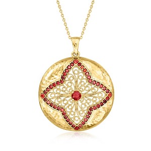 Ross-Simons 1.40 ct. t.w. Garnet Filigree Pendant Necklace in 18kt Gold Over Sterling Size 18 - 1 of 3