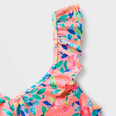 Cat & Jack Girls' Floral Ruffle Bikini Set - Cat & Jack™ PinkL — фото 3
