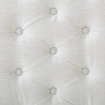 Ella White Tufted Linen Bench with Acrylic Legs