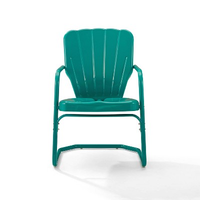 Turquoise Steel Retro Outdoor Dining Chair Set of 2
