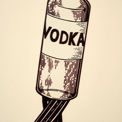 Walking Vodka Printed Glass Framed Wall Art