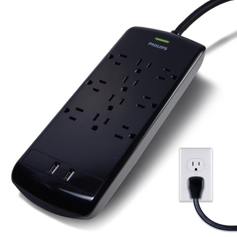 Philips 3-outlet Surge Protector With 1 Ft. Extension Cord, Gray And White  : Target