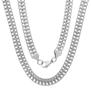 Steeltime Men's stainless steel flat fancy chain link necklace. Color Options: Silver, Gold - 1 of 4