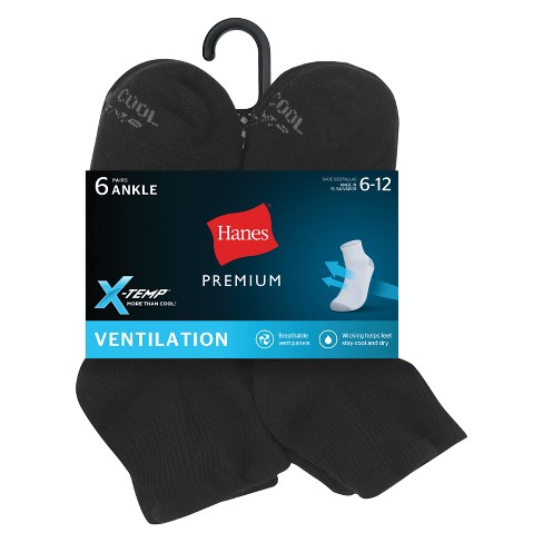 Hanes Premium Men's 6Pack Casual Socks - Black 6-12 : Target